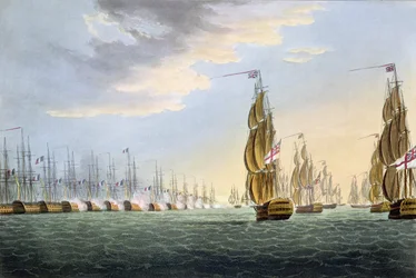 Bataille du Nil, 1er août 1798, gravée par Thomas Sutherland pour 